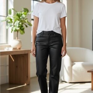 Paige size 26 Cindy Black Women's stretch Jeans with a leather like sheen